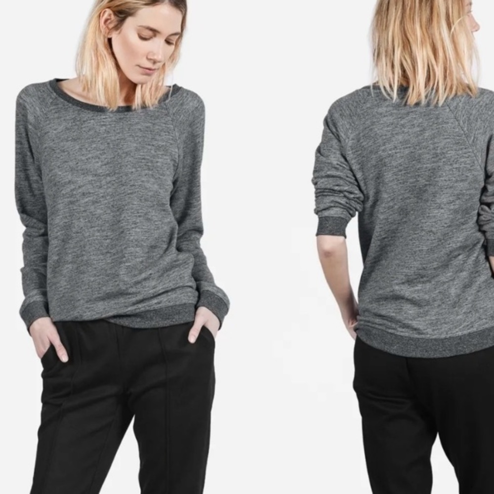 Everlane Denim Wash Oversized Lounge wear Scoop Neck Sweatshirt